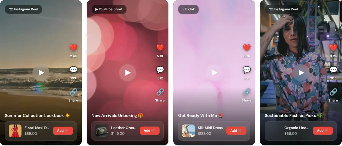 Byvano shoppable video carousel on a demo storefront
